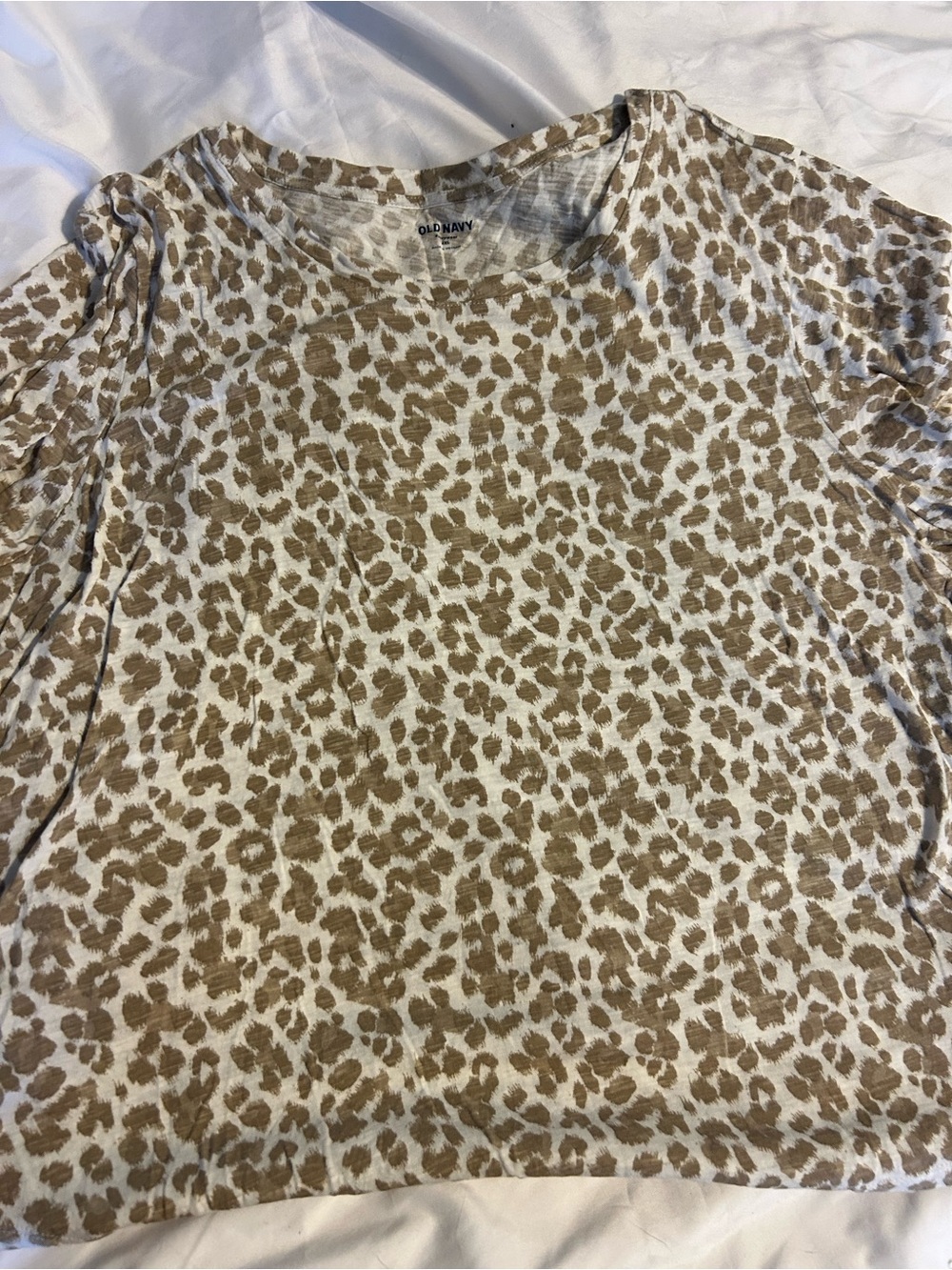 Old Navy Beige and White Leopard Print Short Sleeve Tee